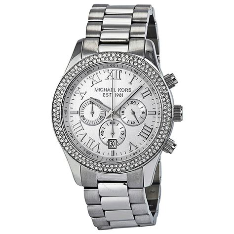 michael kors women's layton chronograph stainless steel watch - silver|Michael Kors Women's Layton Chronograph Silver.